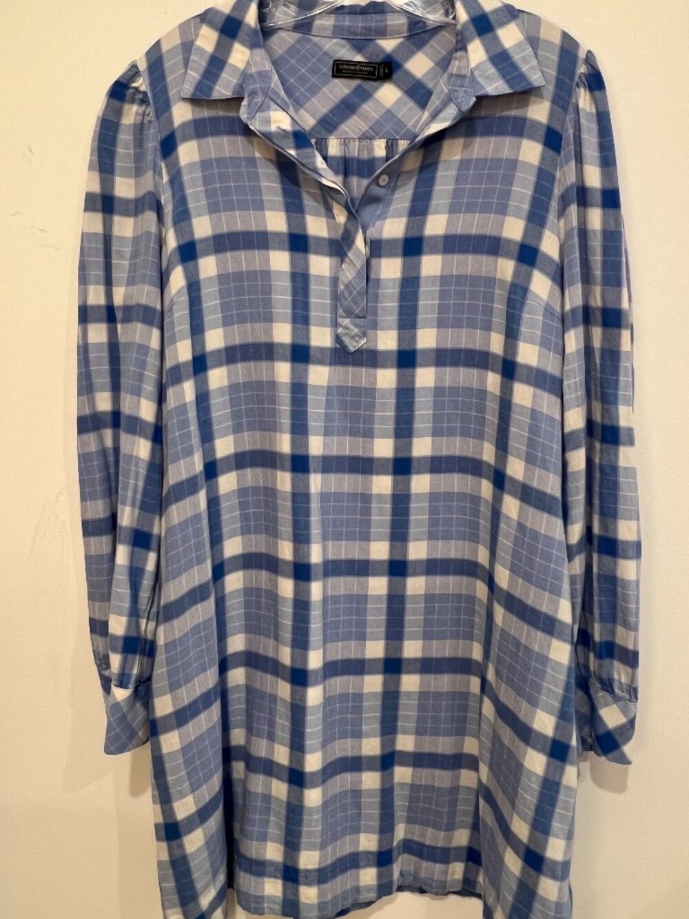 Vineyard vines Plaid Shirt DressWomen Size L Blue